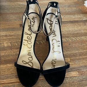 Sam Edelman Ariella Black Suede Strappy Heels Prom Wedding Formal Rare Size 10.5